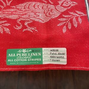 All Pure Linen / Cotton Stripes Red Decorative Cloth Table Runner